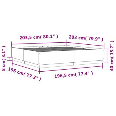 vidaXL Estrutura cama c/ luzes LED derivados madeira carvalho sonoma