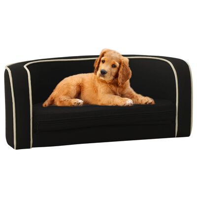 vidaXL Sofá p/ cães dobrável 76x71x30 cm almofadão de linho preto