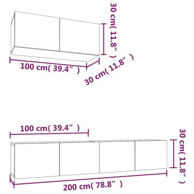 vidaXL 3 pcs conjunto móveis de TV madeira processada branco brilhante