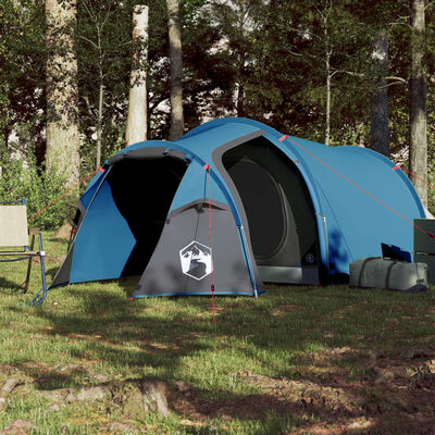 vidaXL Tenda de campismo p/ 4 pessoas 360x135x105 cm tafetá 185T azul