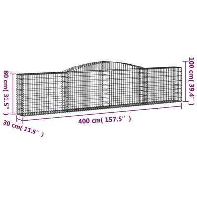 vidaXL Cestos gabião arqueados 10pcs 400x30x80/100cm ferro galvanizado