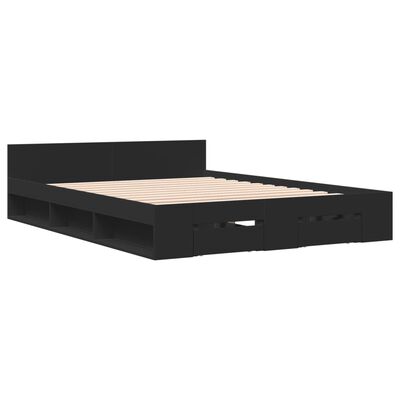 vidaXL Estrutura de cama c/ gavetas 135x190 cm derivados madeira preto