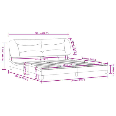 vidaXL Estrutura de cama c/ luzes LED 200x200cm couro artificial preto