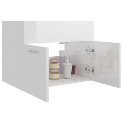 vidaXL Armário lavatório 60x38,5x46 cm deriv. madeira branco brilhante