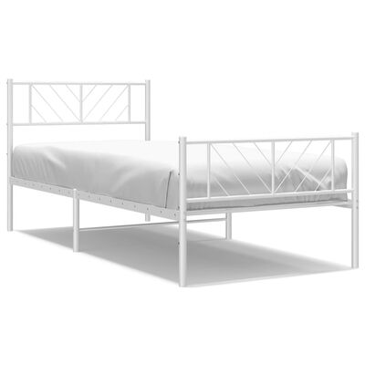 vidaXL Estrutura de cama com cabeceira e pés 90x200 cm metal branco