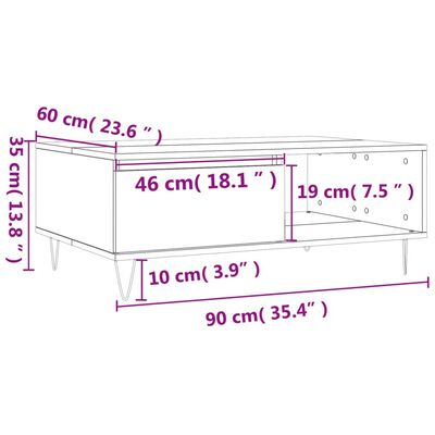 vidaXL Mesa de centro 90x60x35cm derivados de madeira branco brilhante