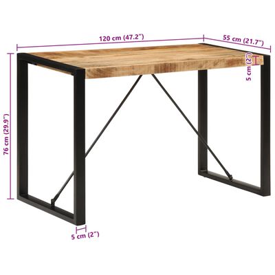 vidaXL Mesa de jantar 120x55x76 cm madeira de mangueira maciça áspera