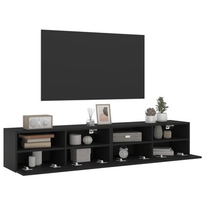 vidaXL Móveis de parede p/ TV 2 pcs 80x30x30cm derivados madeira preto