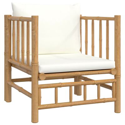 vidaXL 12pcs conjunto lounge de jardim bambu c/ almofadões branco nata