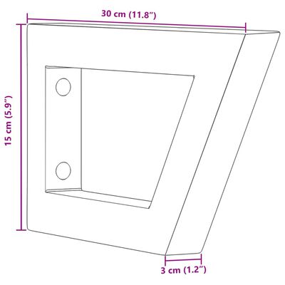 vidaXL Suportes de prateleira p/lavatório 2pcs aço trapezoidais branco