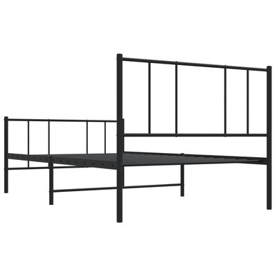 vidaXL Estrutura de cama com cabeceira e pés 100x200 cm metal preto