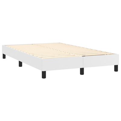 vidaXL Cama box spring c/colchão/LED 120x200cm couro artificial branco