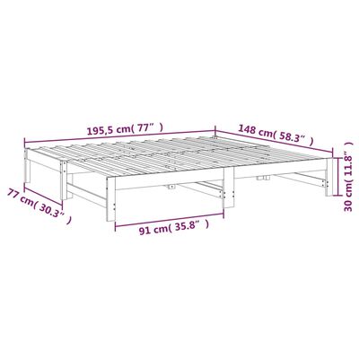 vidaXL Sofá-cama de puxar 2x(75x190) cm madeira de pinho maciça