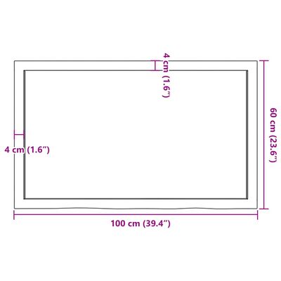 vidaXL Bancada p/ WC 100x60x(2-6)cm madeira tratada maciça castanho