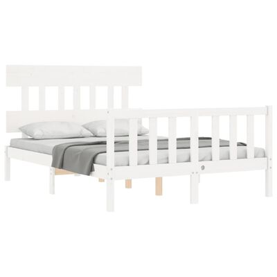 vidaXL Estrutura de cama com cabeceira 120x200cm madeira maciça branco