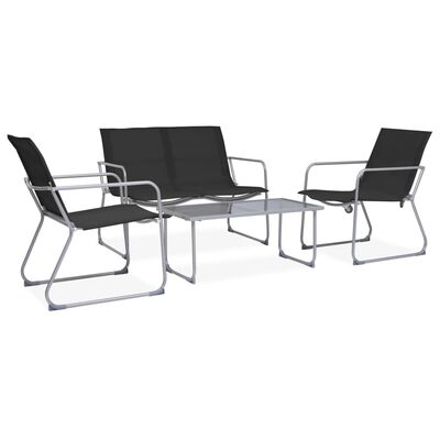 vidaXL 4 pcs conjunto lounge para jardim tecido e aço preto