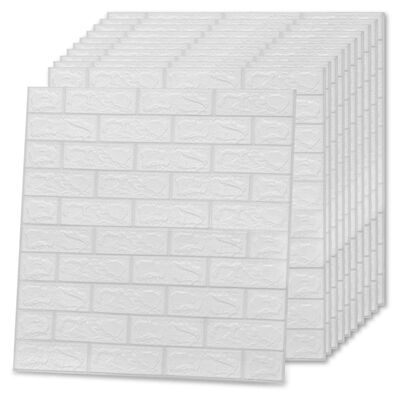 vidaXL Papel de parede 3D autoadesivo tijolos 40 pcs branco