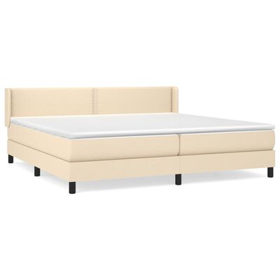 vidaXL Cama com molas/colchão 200x200 cm tecido cor creme