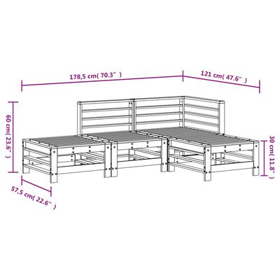 vidaXL 4 pcs conjunto lounge de jardim madeira de pinho maciça preto