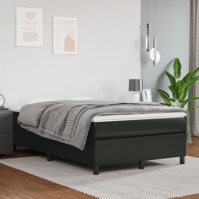 vidaXL Cama boxspring com colchão 120x190 cm couro artificial preto