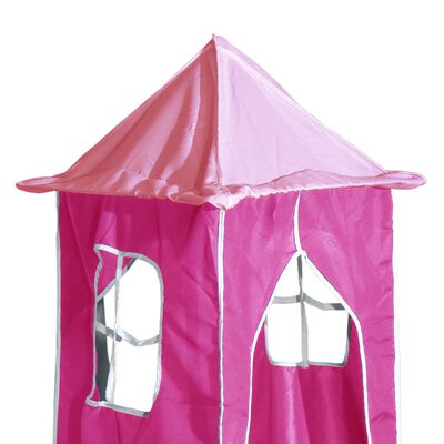 vidaXL Cama alta para criança com torre 90x200 cm pinho maciço rosa