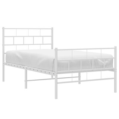 vidaXL Estrutura de cama com cabeceira e pés 75x190 cm metal branco