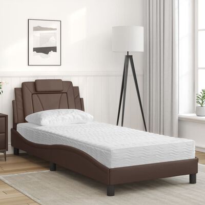 vidaXL Cama com colchão 80x200 cm couro artificial castanho