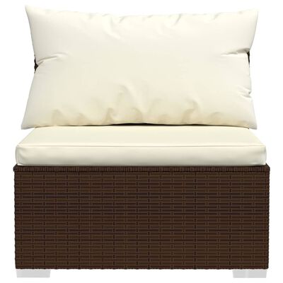 vidaXL 12 pcs conjunto lounge jardim c/ almofadões vime PE castanho