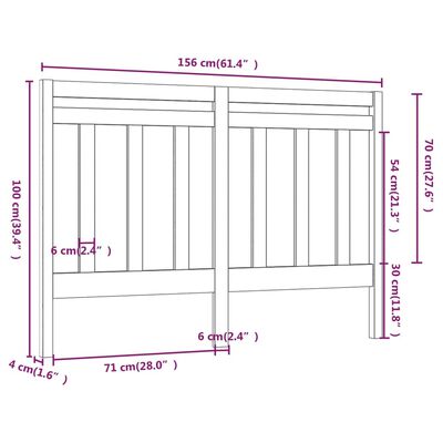 vidaXL Cabeceira de cama 156x4x100 cm pinho maciço