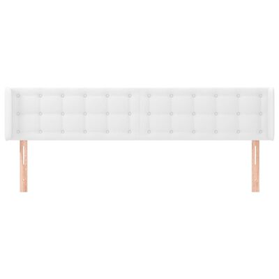 vidaXL Cabeceira cama c/ abas couro artificial 203x16x78/88 cm branco