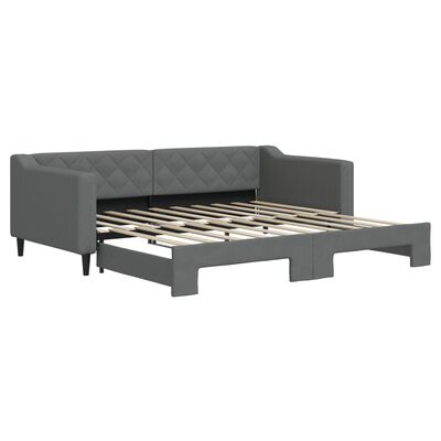 vidaXL Sofá-cama com gavetão 90x190 cm tecido cinzento-escuro