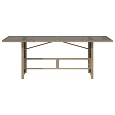 vidaXL Mesa de jardim com tampo de vidro 190x80x74 cm vime PE bege