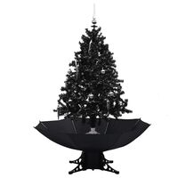 vidaXL Árvore Natal c/ neve base formato guarda-chuva 140 cm PVC preto