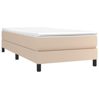 vidaXL Estrutura de cama 90x190 cm couro artificial cappuccino