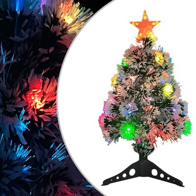 vidaXL Árvore Natal artificial pré-iluminada fibra ótica branco/azul