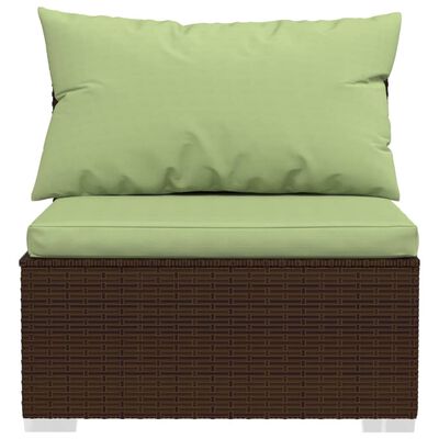 vidaXL 5 pcs conjunto lounge jardim c/ almofadões vime PE castanho