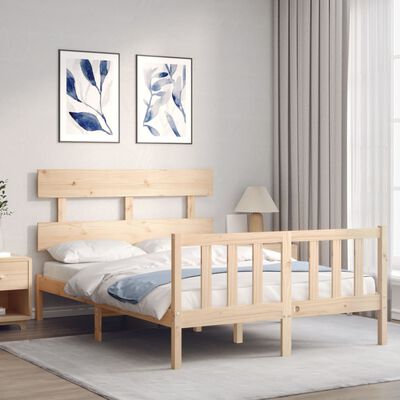 vidaXL Estrutura de cama com cabeceira 140x200 cm madeira maciça