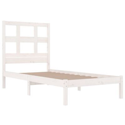 vidaXL Estrutura de cama solteiro 90x190 cm pinho maciço branco