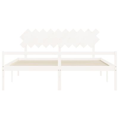 vidaXL Cama para idosos com cabeceira 200x200 cm madeira maciça branco