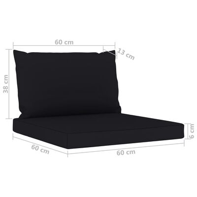 vidaXL 6 pcs conjunto lounge de jardim c/ almofadões pretos