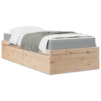 VidaXL Cama com colchão 90x190 cm madeira de pinho maciça