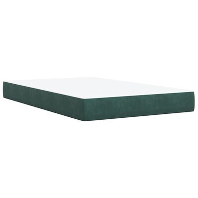 vidaXL Cama boxspring com colchão 120x200 cm veludo verde-escuro