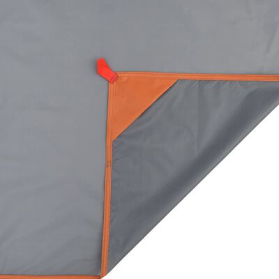 vidaXL Toalha de piquenique com estacas 205x155 cm cinzento e laranja