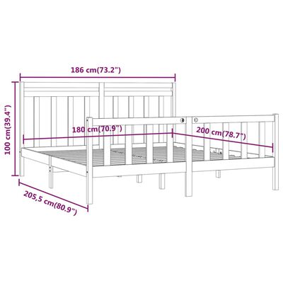 vidaXL Estrutura de cama super king 180x200 cm pinho maciço