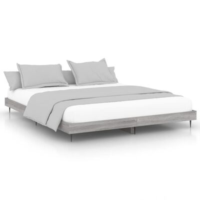 vidaXL Estrutura de cama 140x200 cm derivados de madeira cinza sonoma