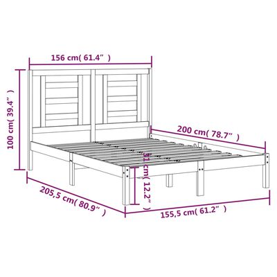 vidaXL Estrutura de cama king 150x200 cm pinho maciço branco