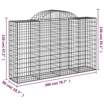 vidaXL Cestos gabião arqueados 15pcs 200x50x120/140 ferro galvanizado