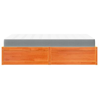 VidaXL Cama com colchão 140x190 cm pinho maciço castanho-mel