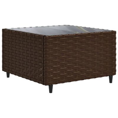 vidaXL 7 pcs conjunto lounge de jardim c/ almofadões vime PE castanho