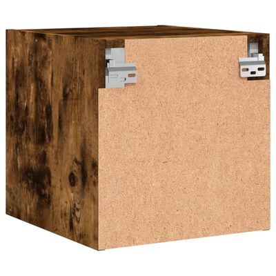 vidaXL Mesa cabeceira c/ portas vidro 2 pcs 35x37x35cm carvalho fumado